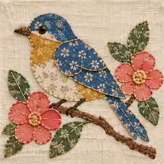 Bluebird in the Fabric Applique style