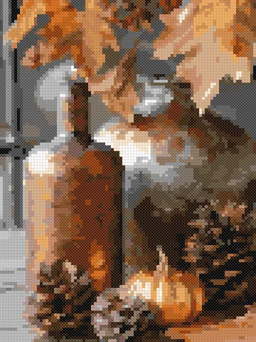 Autumn Still Life cross stitch pattern, stitched preview