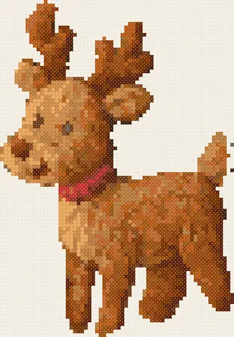 Christmas Reindeer cross stitch pattern, stitched preview