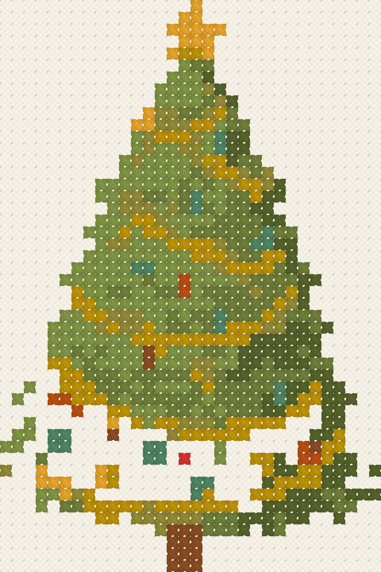Little Christmas Tree cross stitch pattern, stitched preview on Aida