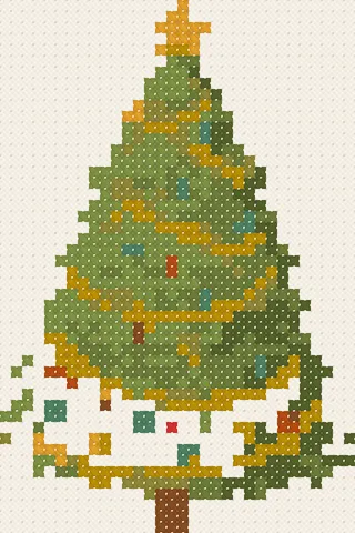 Little Christmas Tree cross stitch pattern, stitched preview