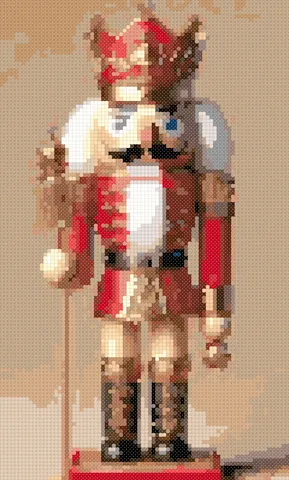 Nutcracker cross stitch pattern, stitched preview
