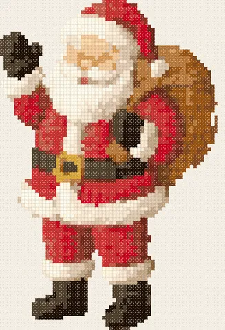 Santa Claus cross stitch pattern, stitched preview