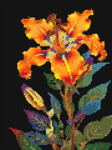 Tiger Lily cross stitch pattern, stitched preview